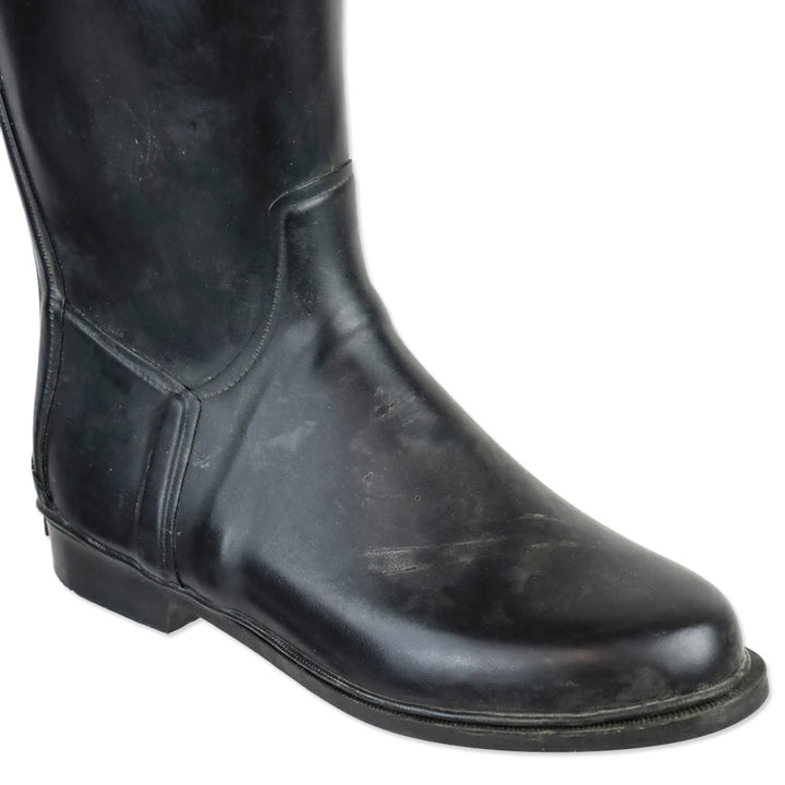 Burberry London Black Rubber Zipper Knee-High Rainboots