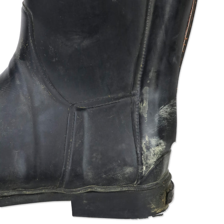 Burberry London Black Rubber Zipper Knee-High Rainboots