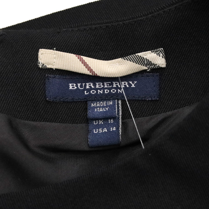 Burberry London Black Wool Long Sleeve Midi Dress with Grommet Details