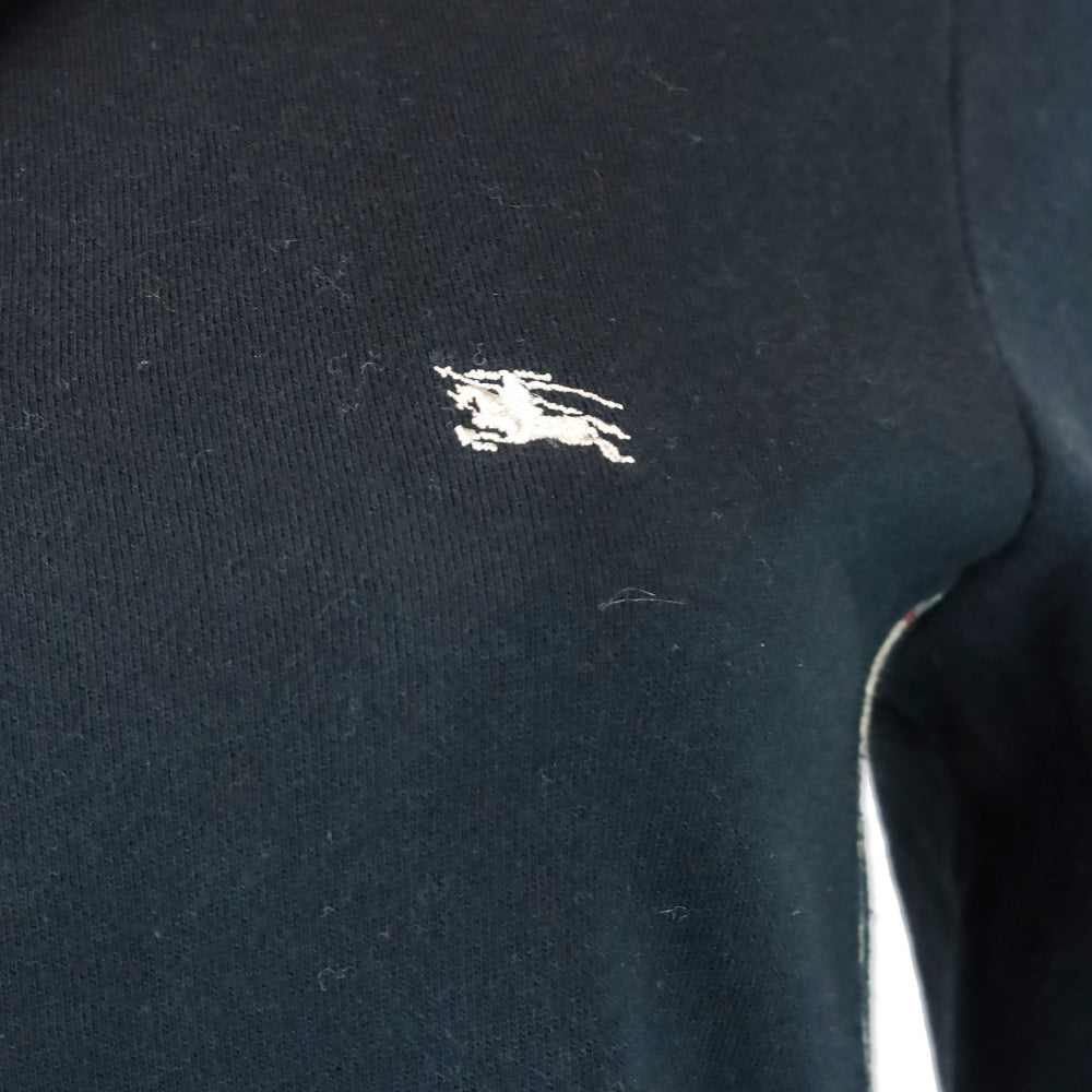 Burberry London Black Zip-Up Sweater with House Check Piping Accent