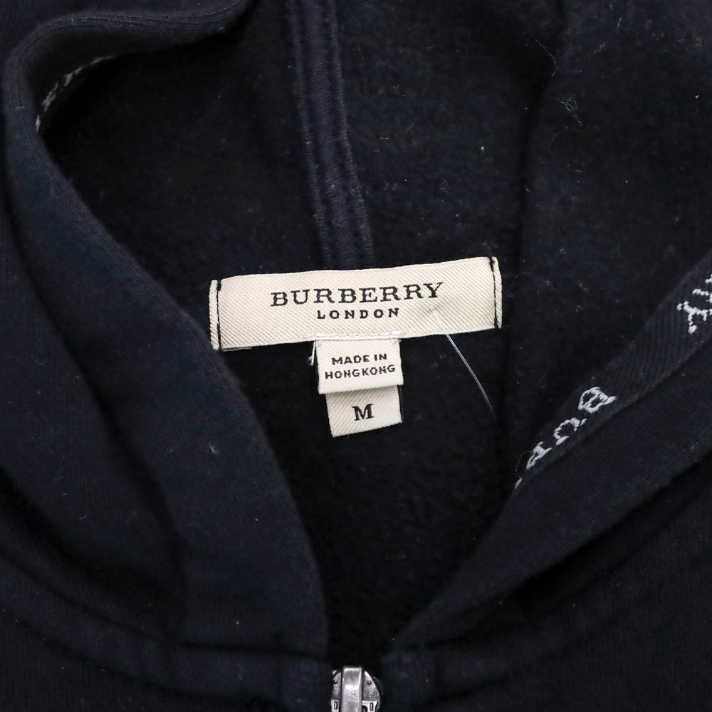 Burberry London Black Zip-Up Sweater with House Check Piping Accent