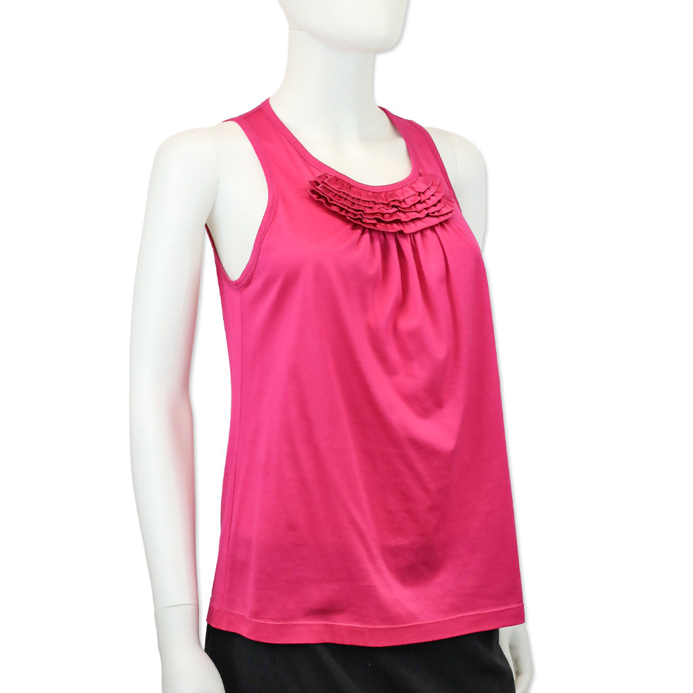 Burberry London Hot Pink Sleeveless Layered Ruffle Accent Top