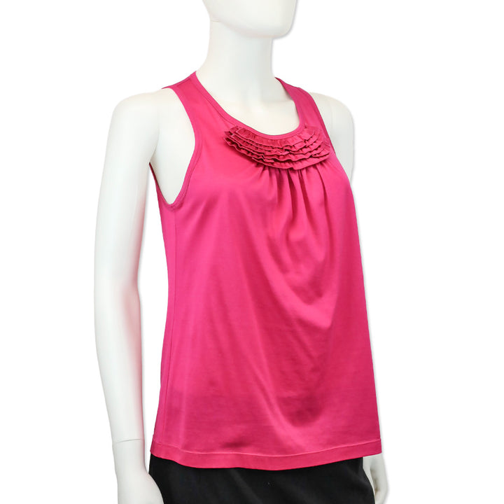 Burberry London Hot Pink Sleeveless Layered Ruffle Accent Top