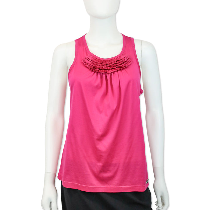 Burberry London Hot Pink Sleeveless Layered Ruffle Accent Top