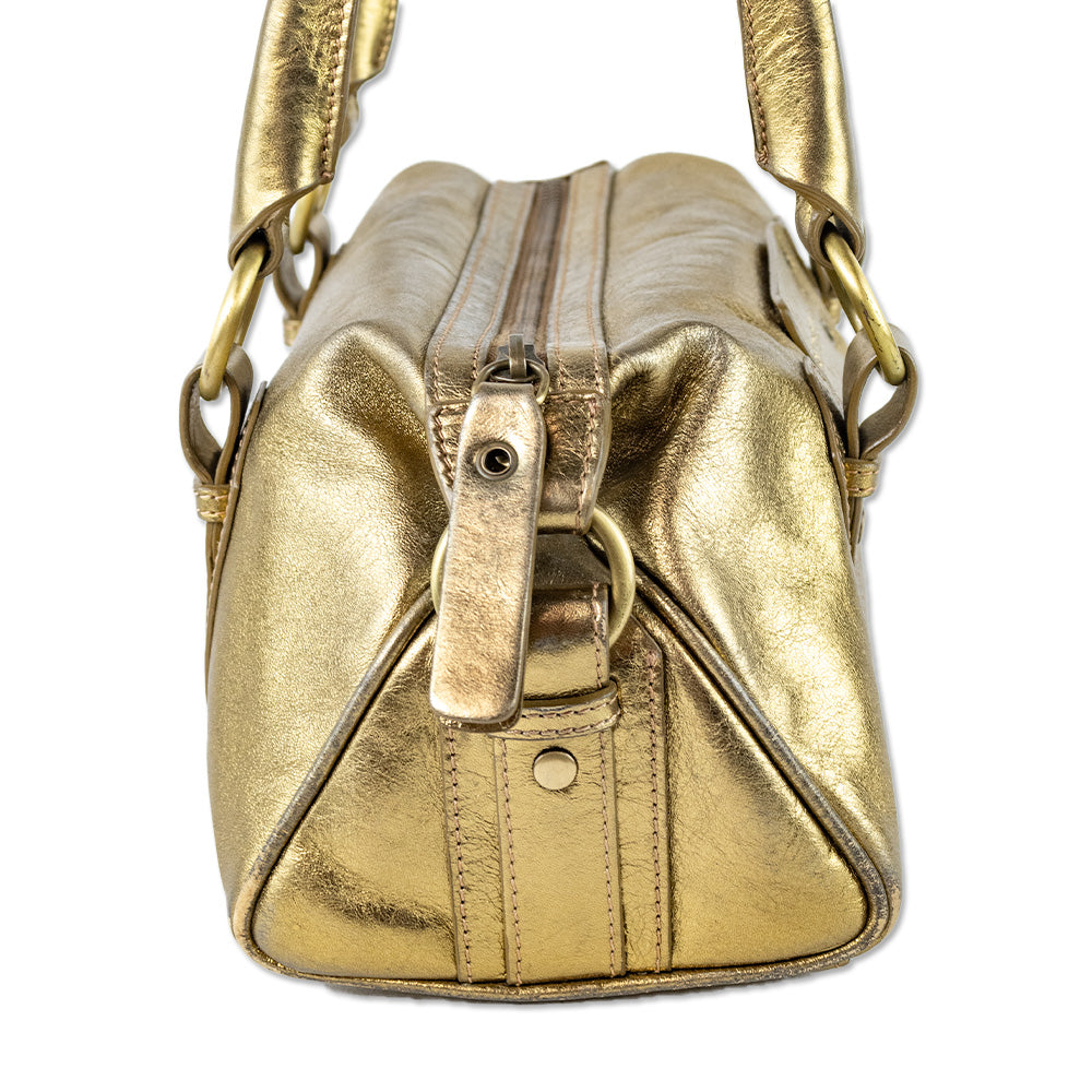 Burberry London Metallic Gold Leather Shoulder Bag