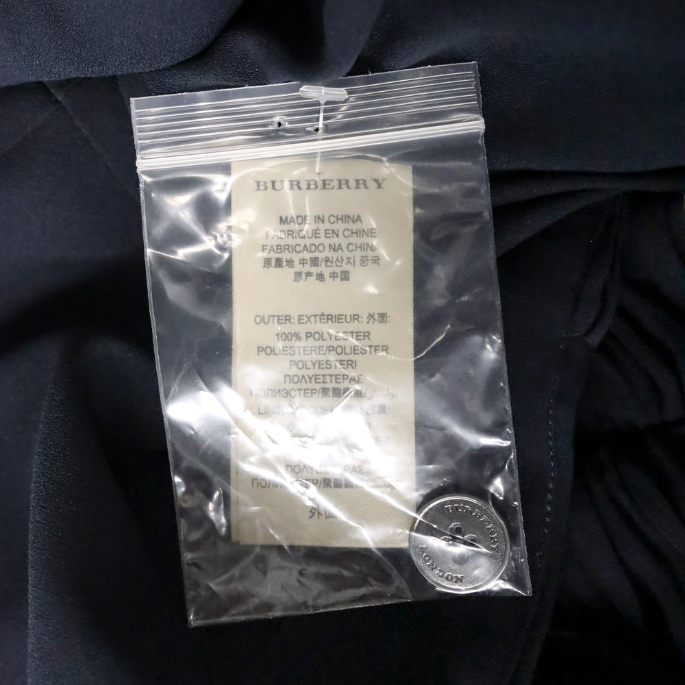 Burberry London Navy Chiffon Ruffle Zip Jacket