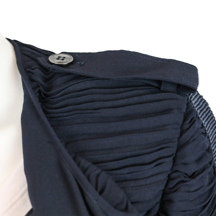 Burberry London Navy Chiffon Ruffle Zip Jacket