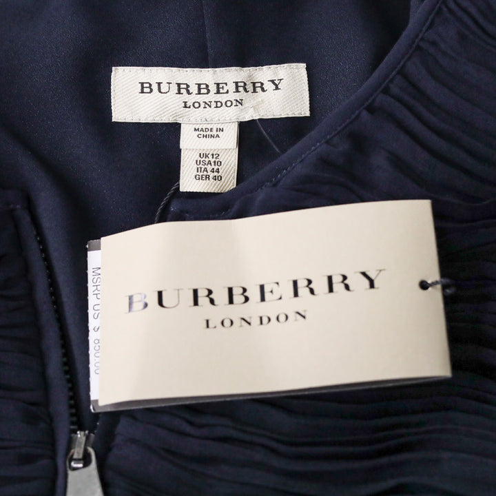 Burberry London Navy Chiffon Ruffle Zip Jacket