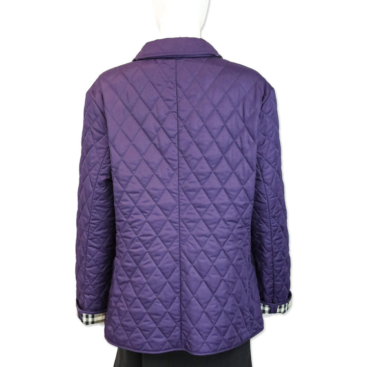 Burberry London Purple Quilted Button-Up Jacket