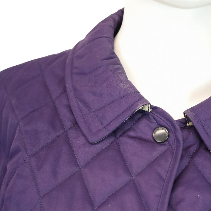 Burberry London Purple Quilted Button-Up Jacket