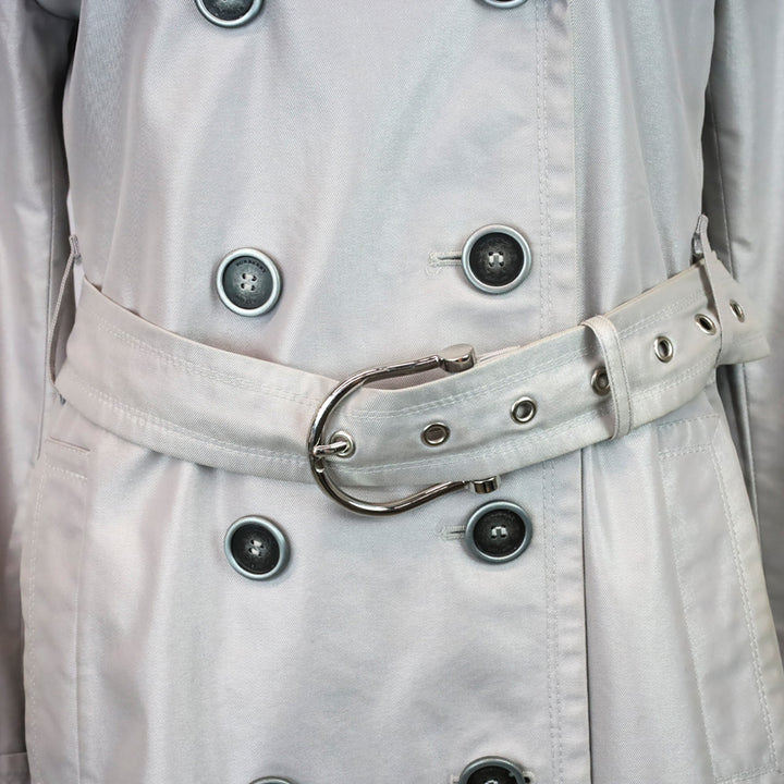 Burberry London Shiny Grey Double-Breasted Trench Coat