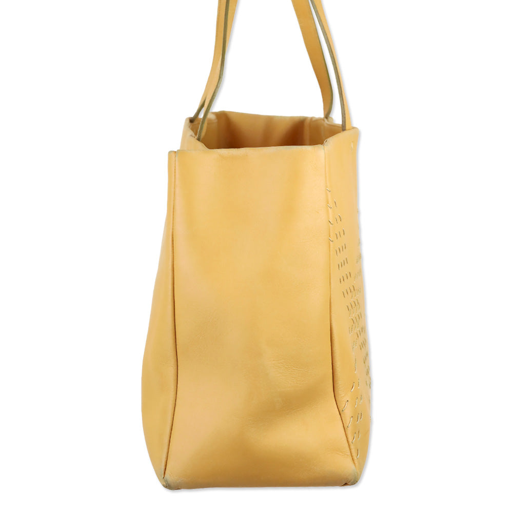 Burberry London Tan Stitched Leather Tote