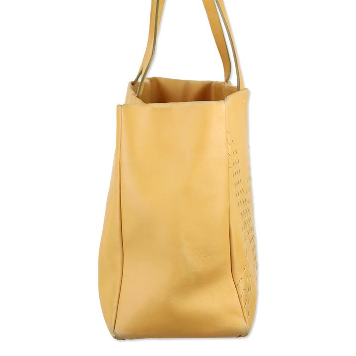 Burberry London Tan Stitched Leather Tote