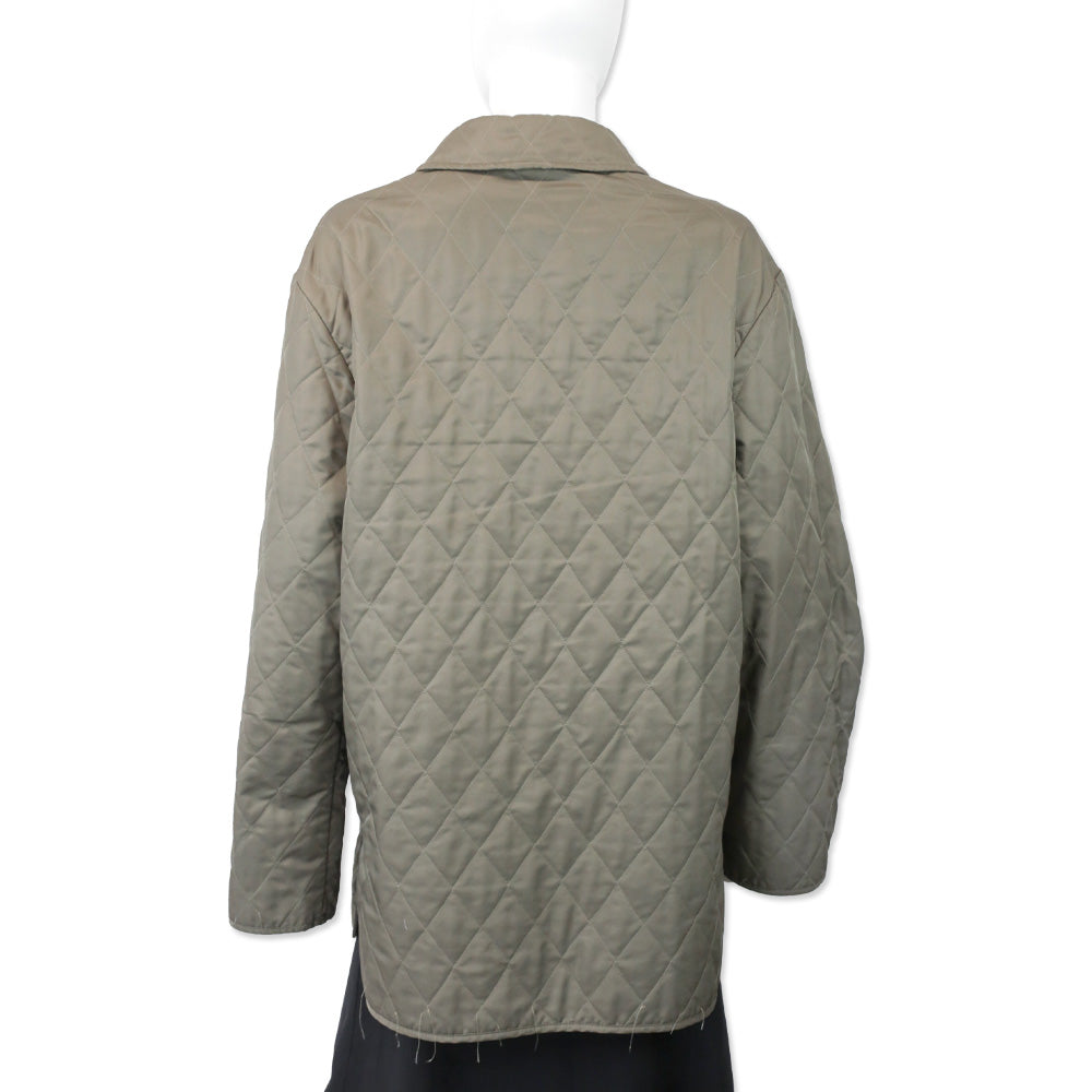 Burberry London Taupe Quilted Button Up Coat