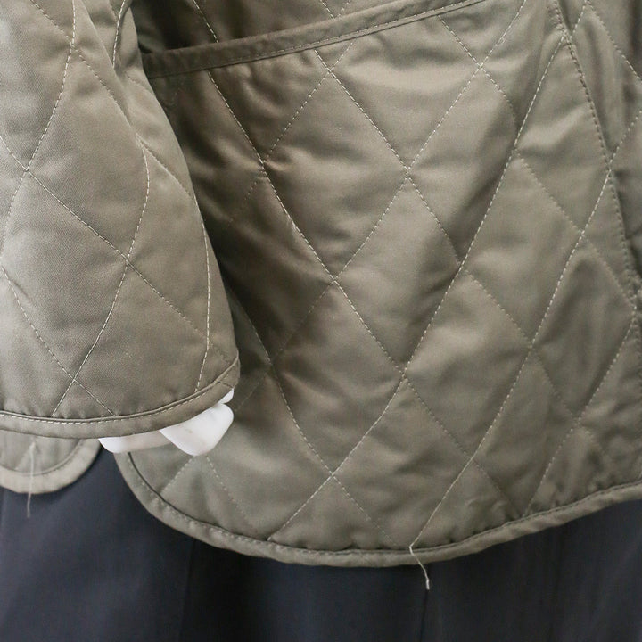 Burberry London Taupe Quilted Button Up Coat