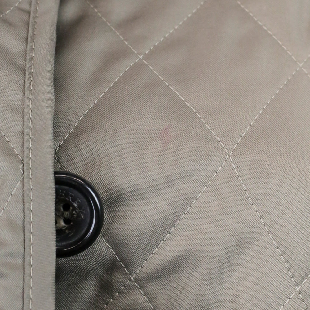 Burberry London Taupe Quilted Button Up Coat