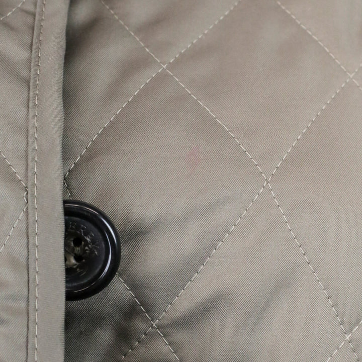 Burberry London Taupe Quilted Button Up Coat