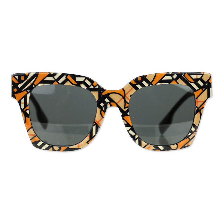 Burberry Multi B Check Pattern Acetate Square Sunglasses