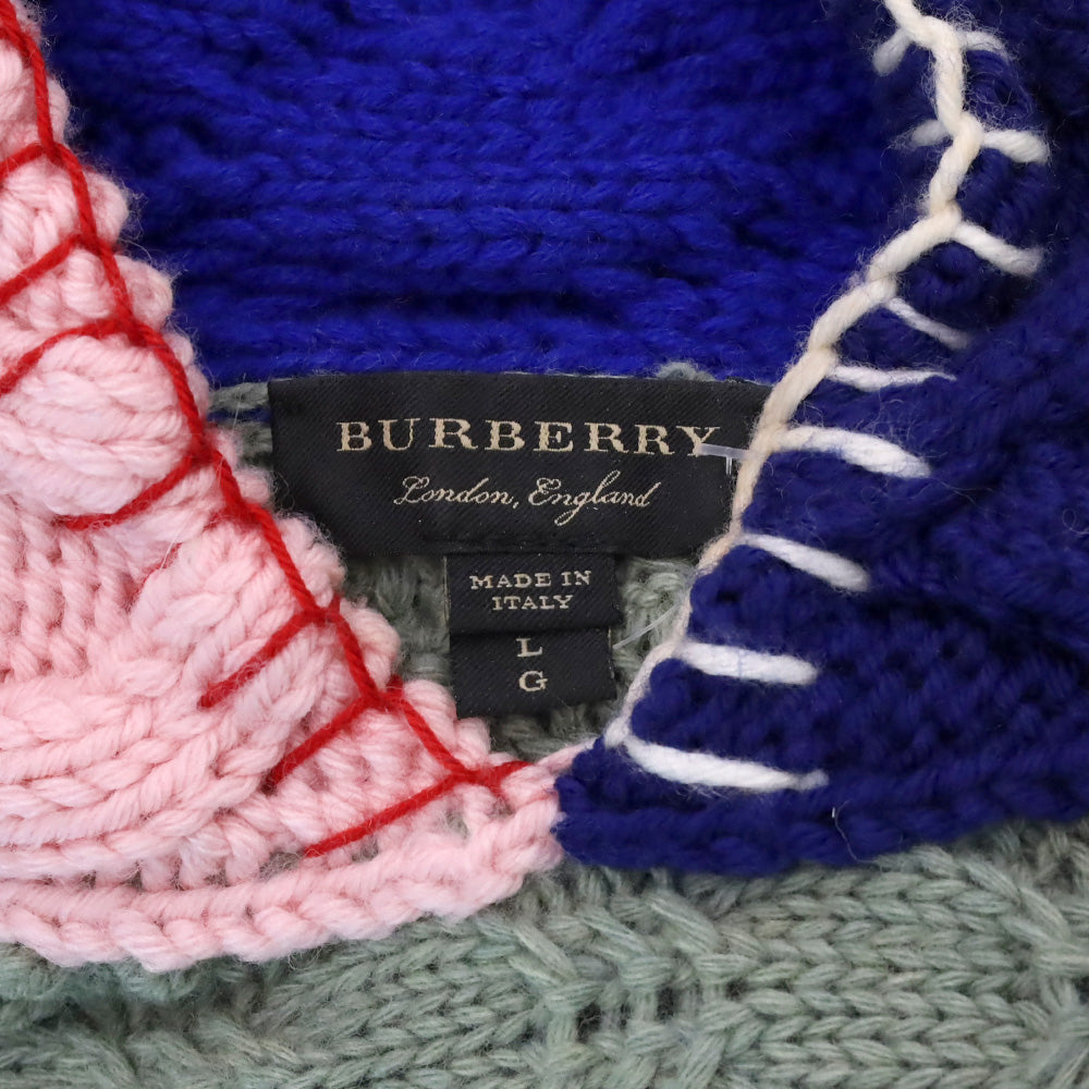 Burberry Multicolor Patchwork Wool Cotton Blend Hoodie Sweater