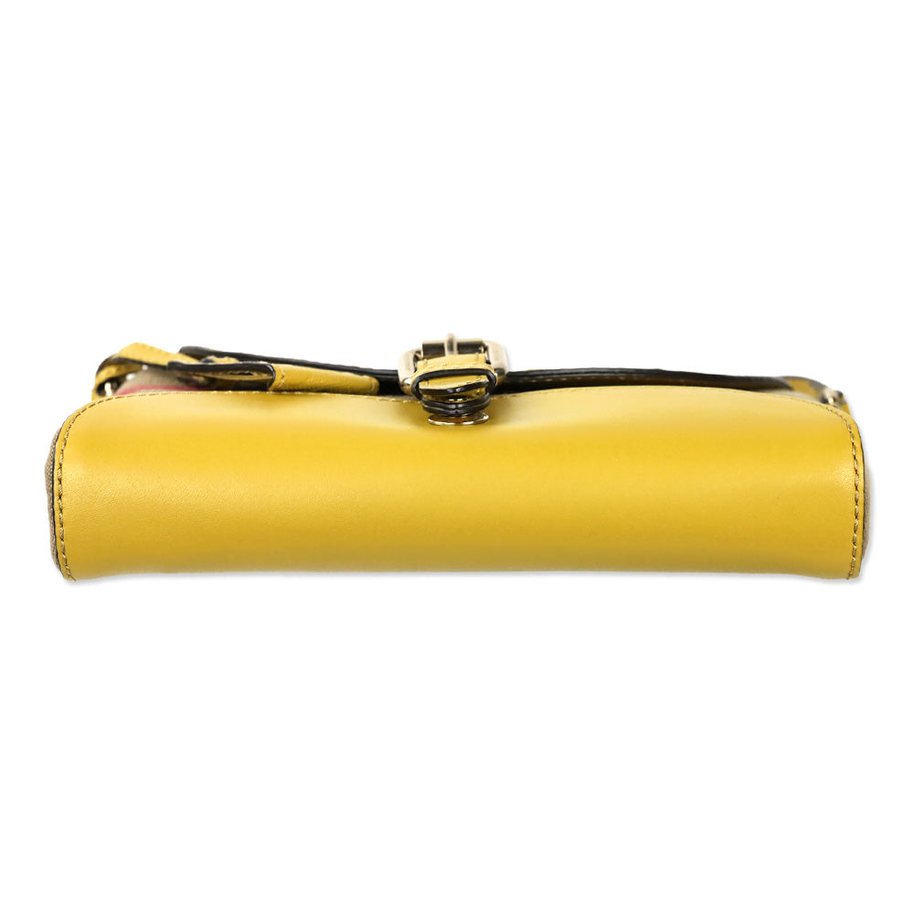 Burberry Mustard Yellow Leather & House Check Canvas Henham Small Crossbody