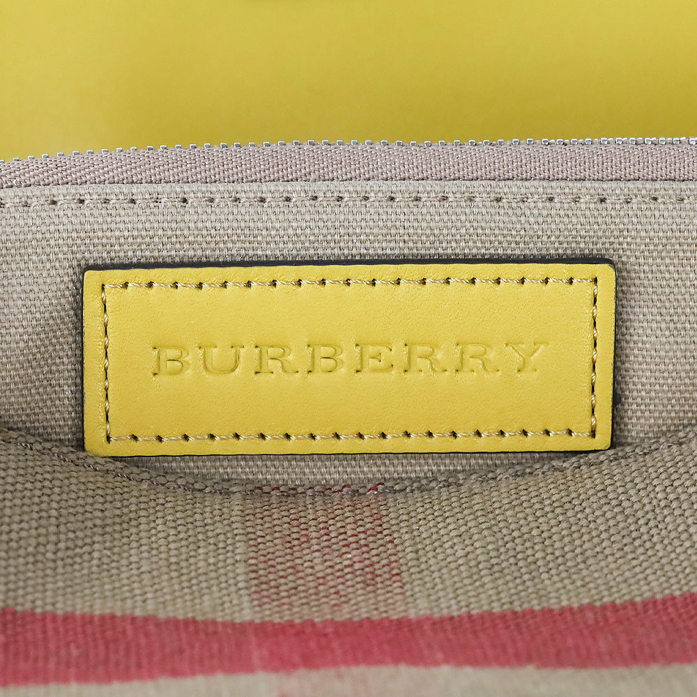 Burberry Mustard Yellow Leather & House Check Canvas Henham Small Crossbody
