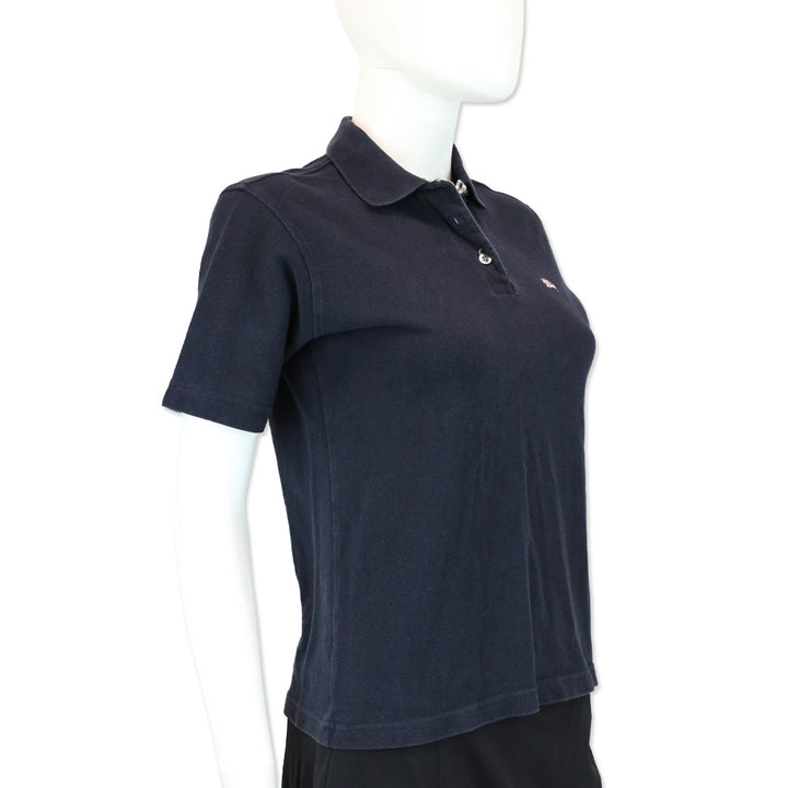 Burberry Navy Cotton Nova Check Trim Polo Shirt