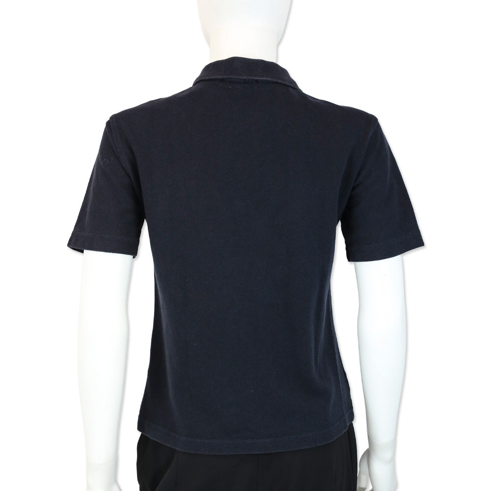 Burberry Navy Cotton Nova Check Trim Polo Shirt