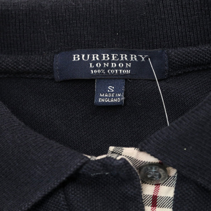 Burberry Navy Cotton Nova Check Trim Polo Shirt
