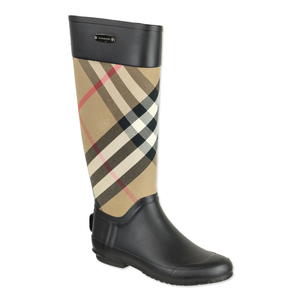 Burberry Nova Check Pattern Rubber Rain Boot