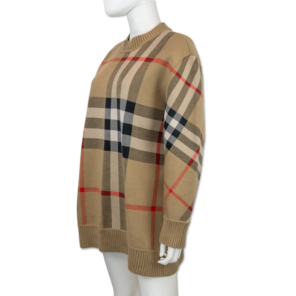 Burberry Nova Check Wool-Blend Knit Sweater