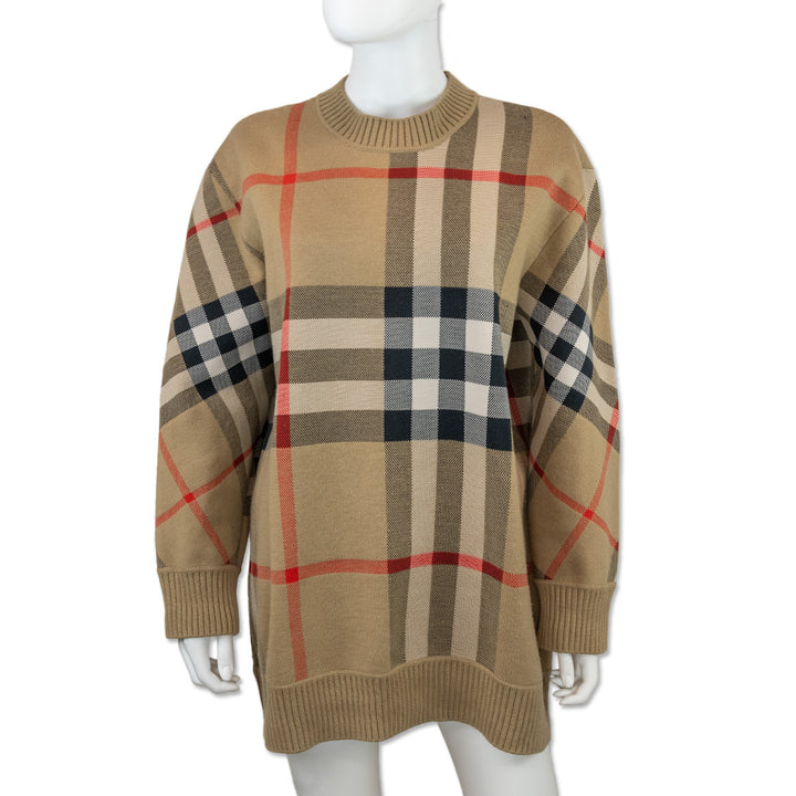 Burberry Nova Check Wool-Blend Knit Sweater