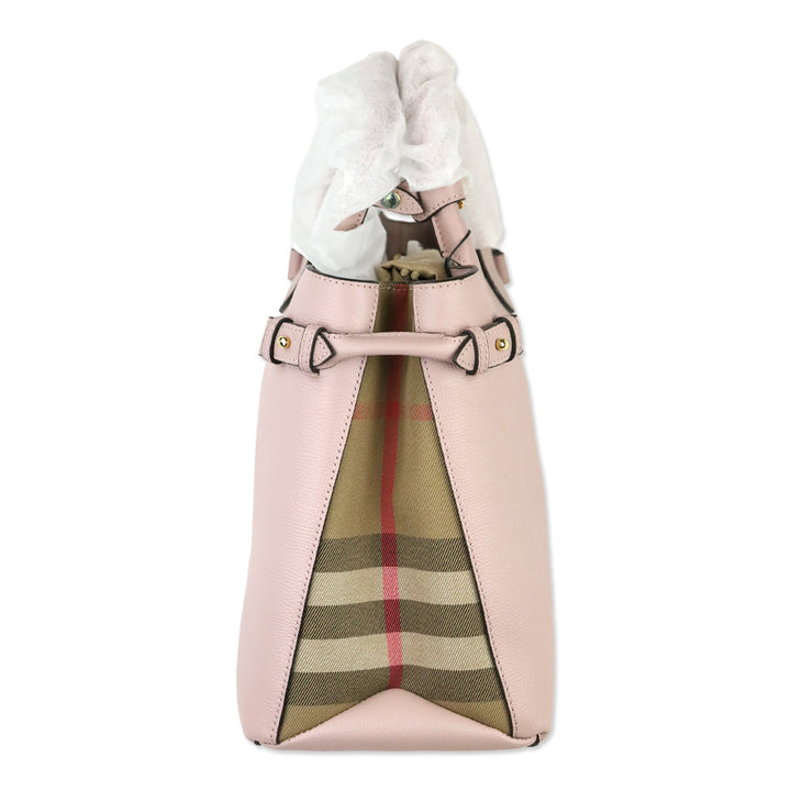 Burberry Pale Orchid Derby Leather House Check Medium Banner Tote