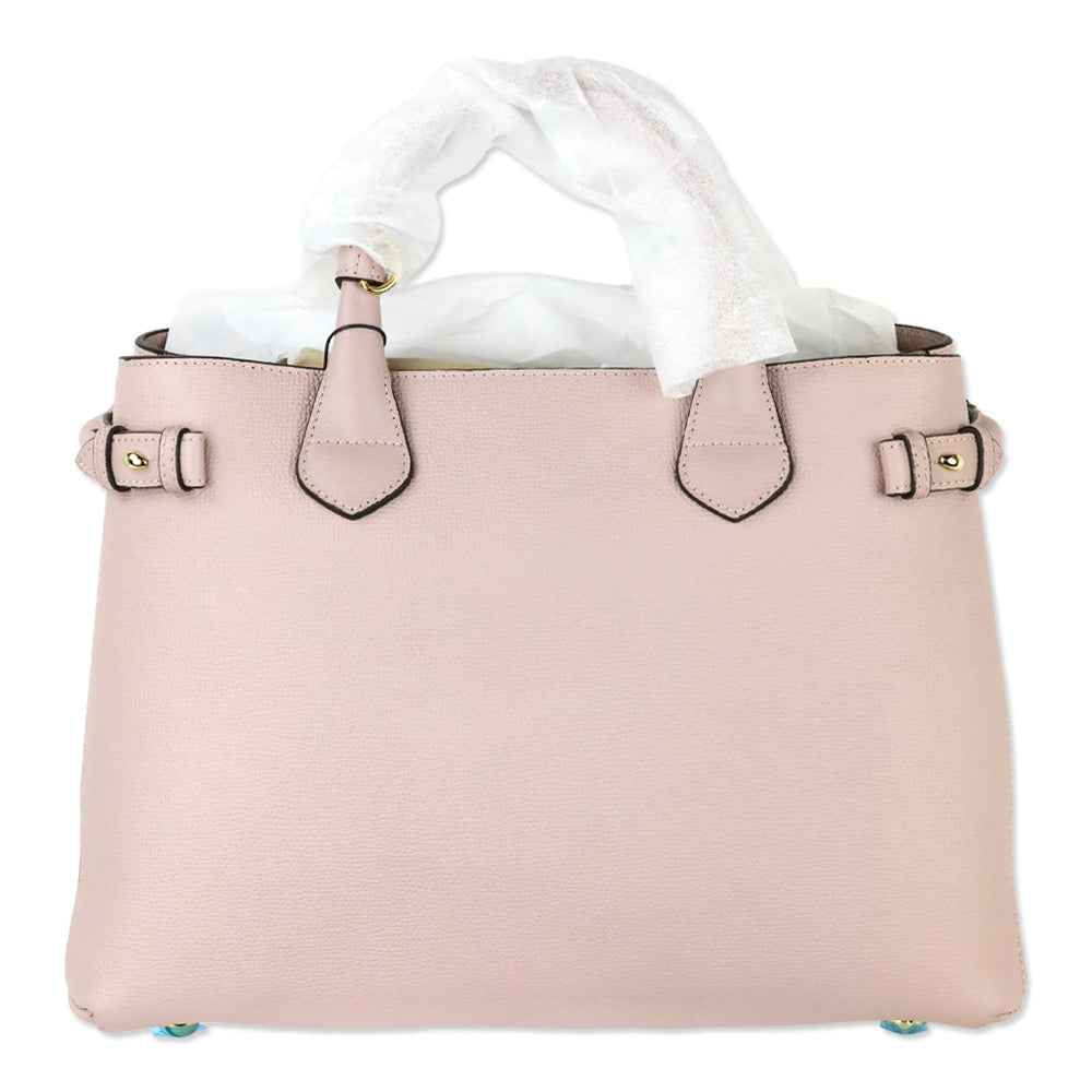 Burberry Pale Orchid Derby Leather House Check Medium Banner Tote