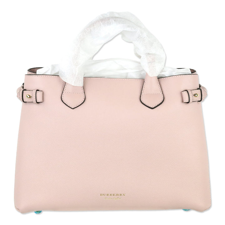 Burberry Pale Orchid Derby Leather House Check Medium Banner Tote