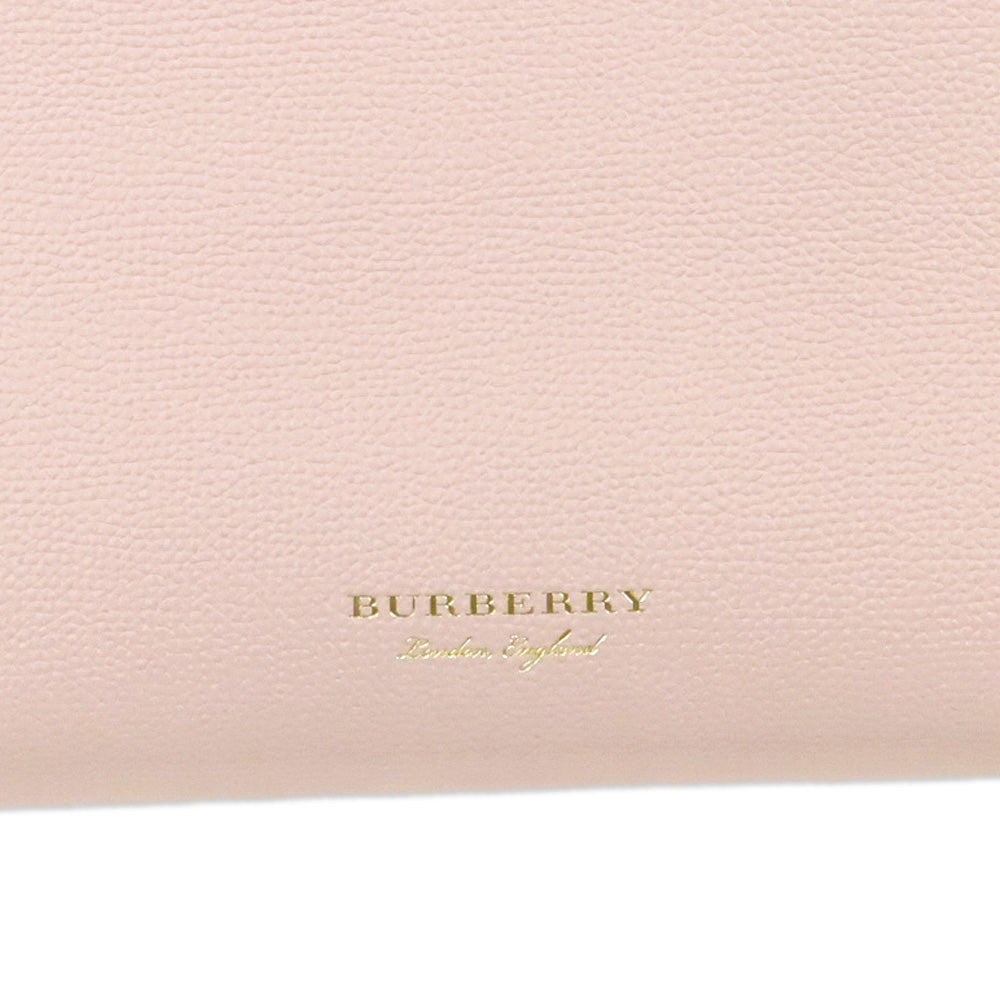 Burberry Pale Orchid Derby Leather House Check Medium Banner Tote
