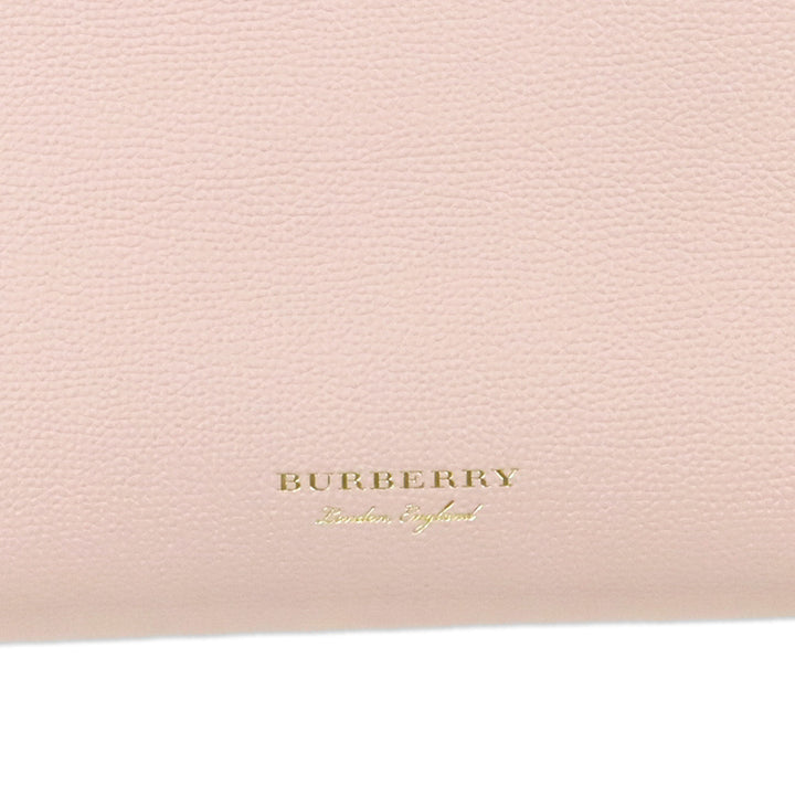 Burberry Pale Orchid Derby Leather House Check Medium Banner Tote