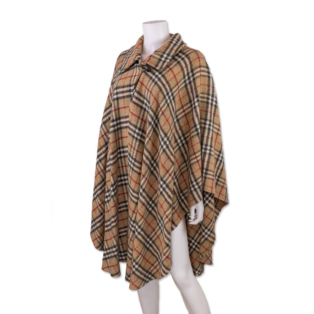 Burberry Plaid Wool Cape