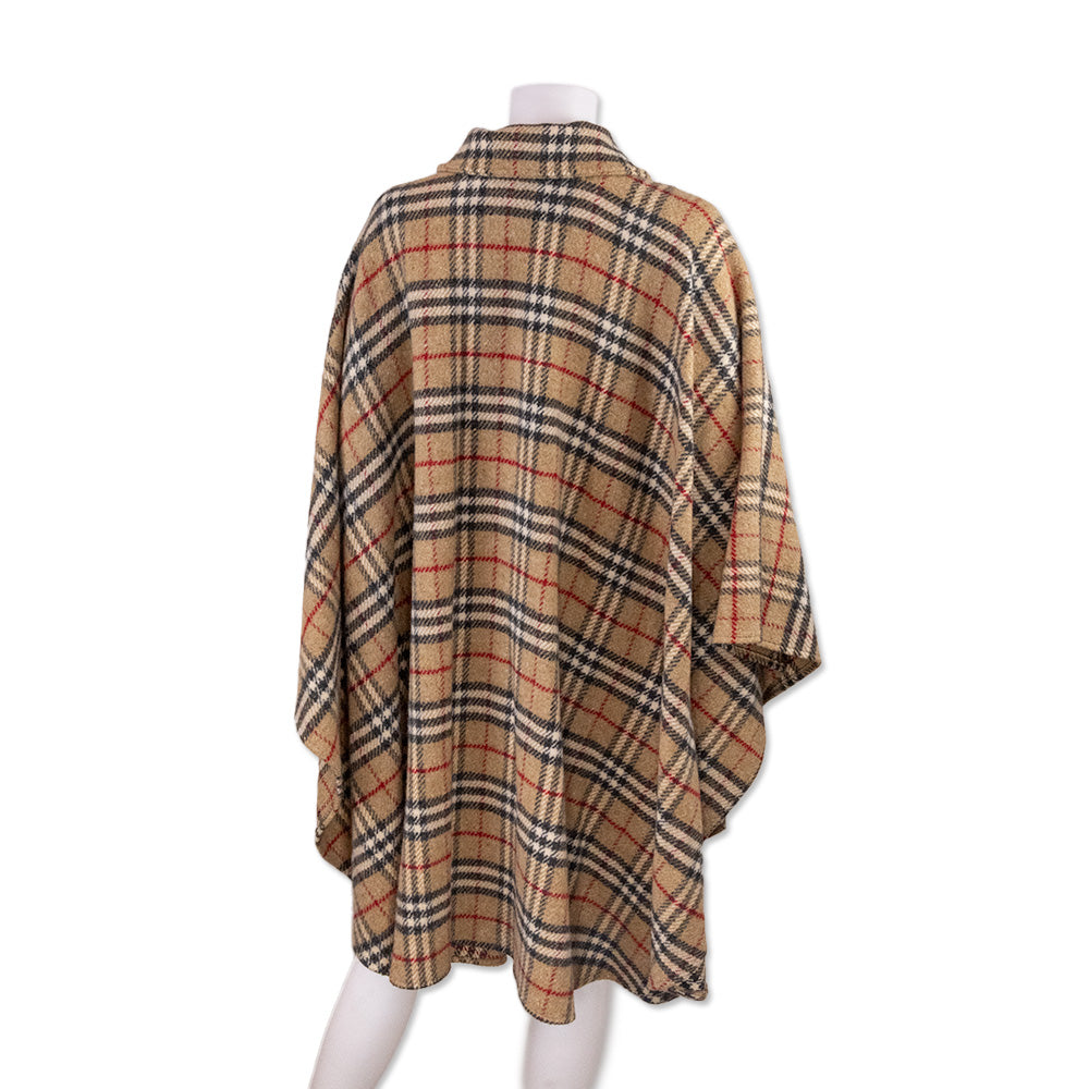 Burberry Plaid Wool Cape