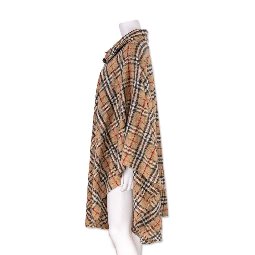 Burberry Plaid Wool Cape