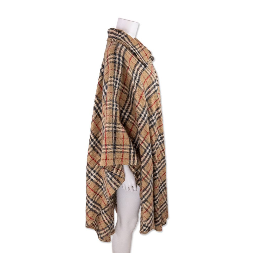 Burberry Plaid Wool Cape