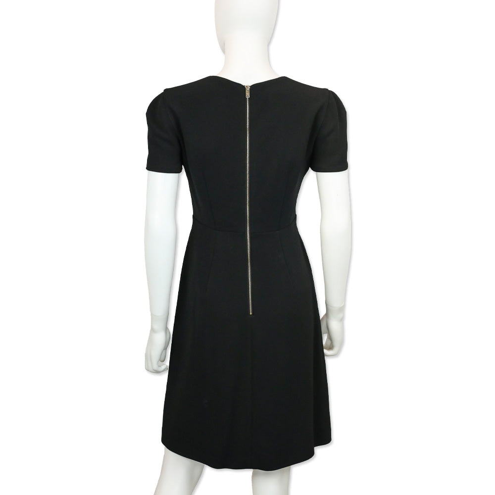 Burberry Prorsum Black Bow V-Neck Short Sleeve Midi Dress