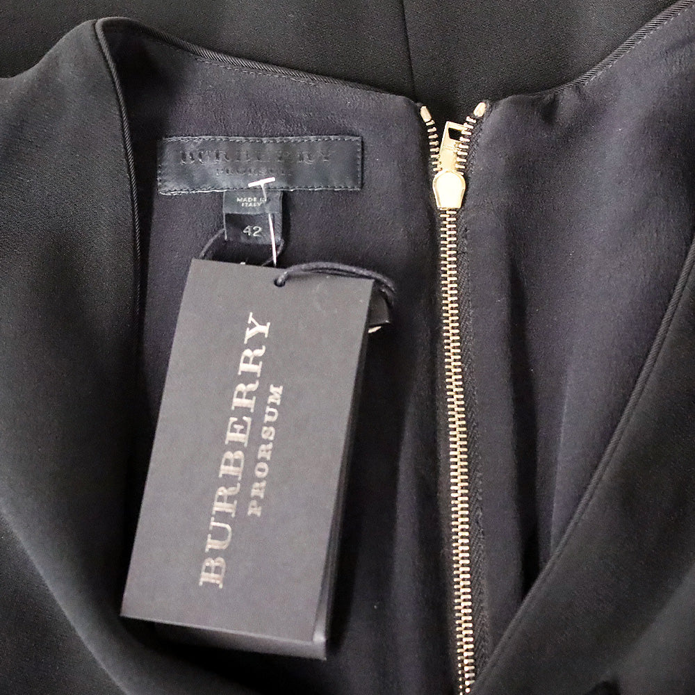 Burberry Prorsum Black Bow V-Neck Short Sleeve Midi Dress