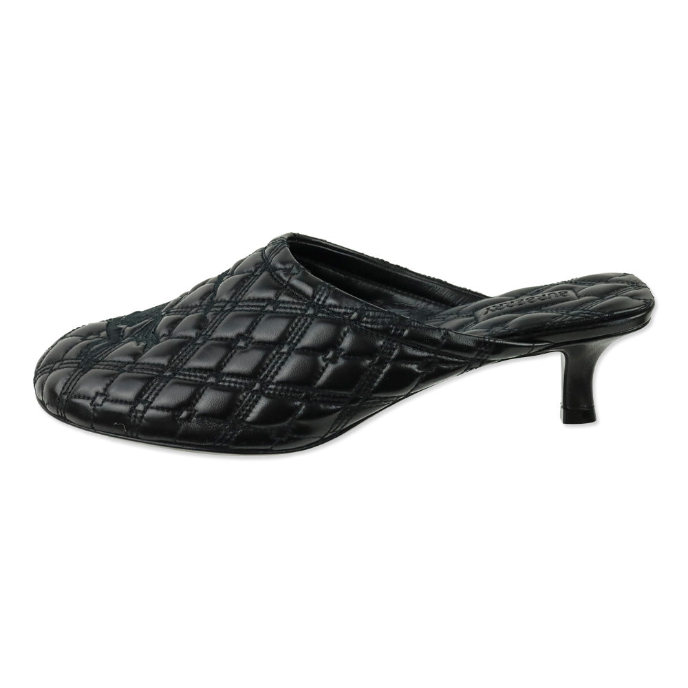 Burberry Prorsum Black Quilted Calf Leather Baby Mule