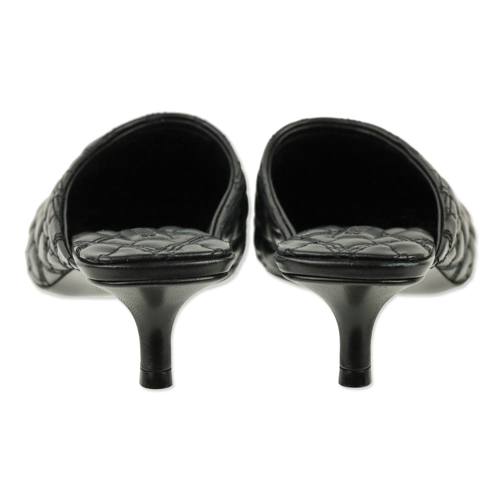 Burberry Prorsum Black Quilted Calf Leather Baby Mule