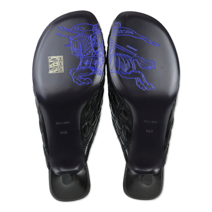 Burberry Prorsum Black Quilted Calf Leather Baby Mule