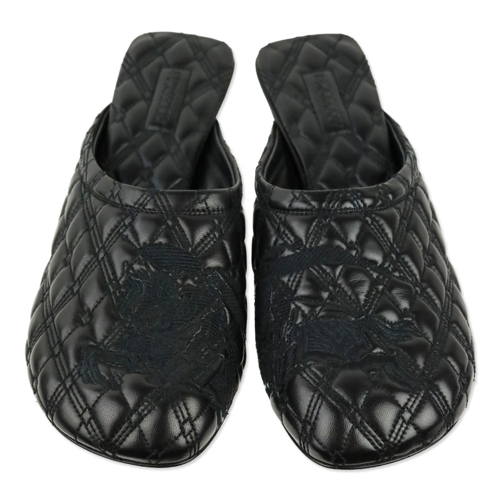 Burberry Prorsum Black Quilted Calf Leather Baby Mule