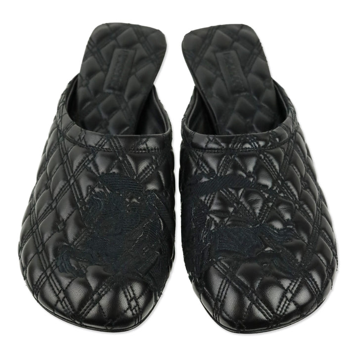 Burberry Prorsum Black Quilted Calf Leather Baby Mule