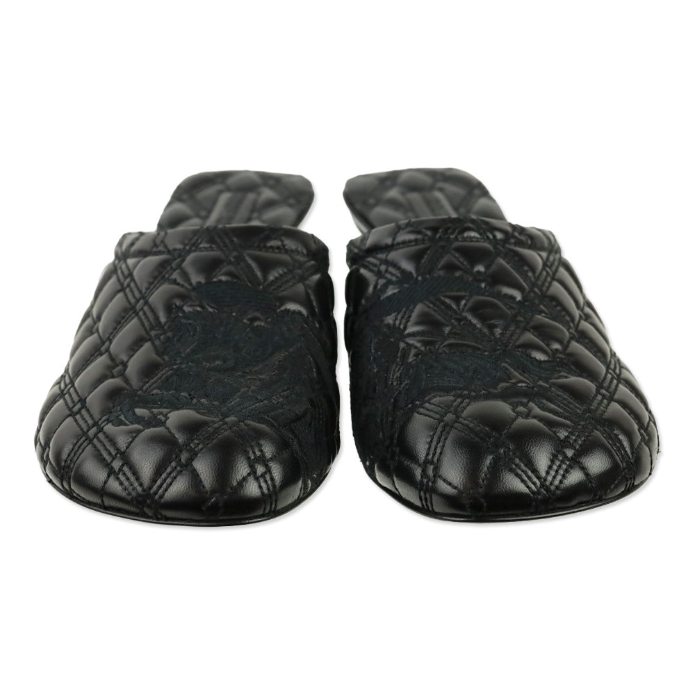 Burberry Prorsum Black Quilted Calf Leather Baby Mule