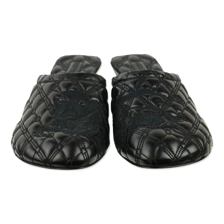 Burberry Prorsum Black Quilted Calf Leather Baby Mule