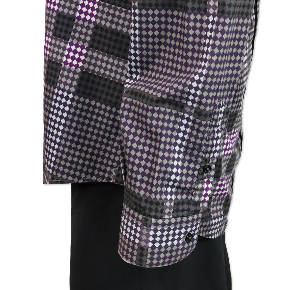 Burberry Purple Plaid Mixed Print Cotton Tailored Button Up Shirt